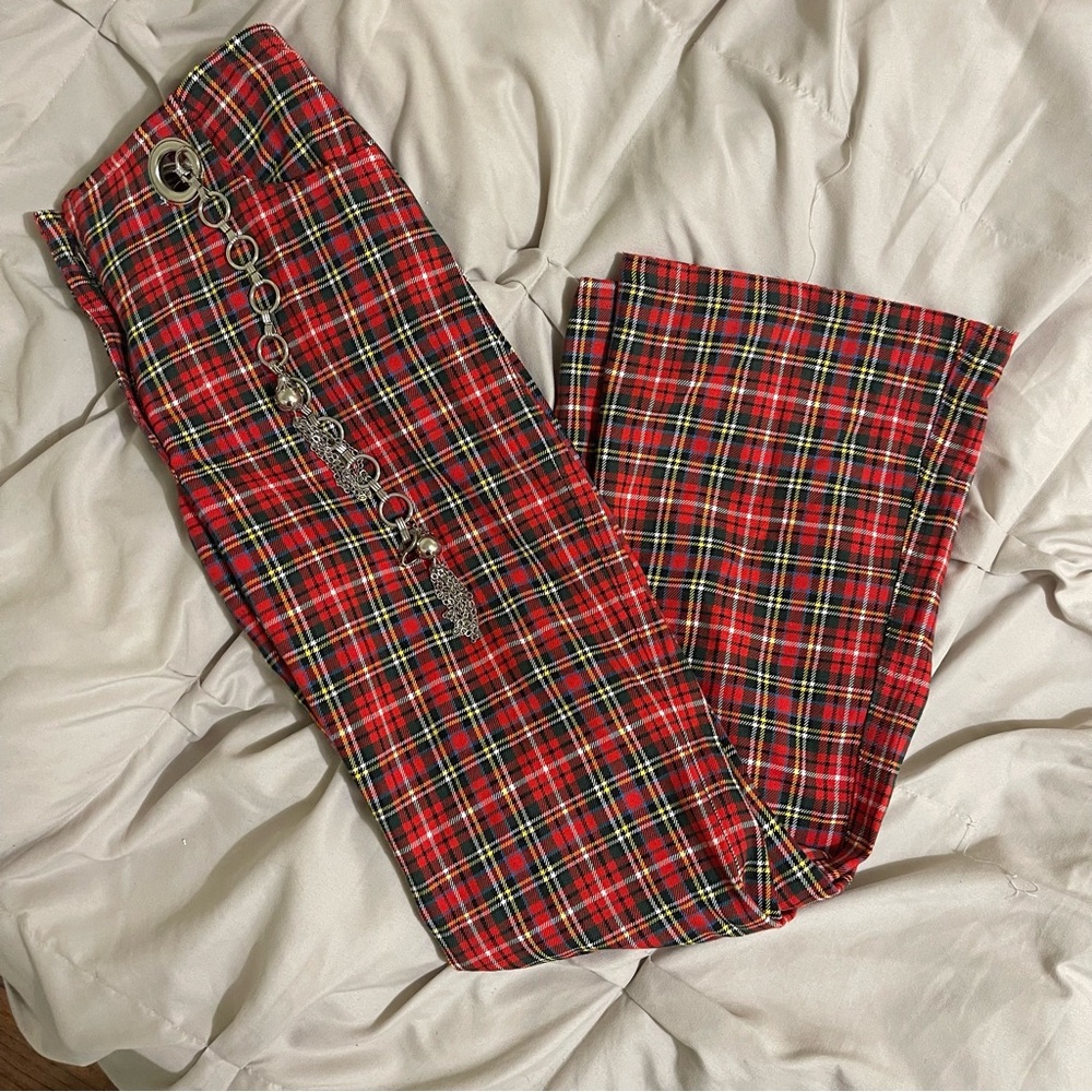Miaou Red and Black Straight Leg Pants
